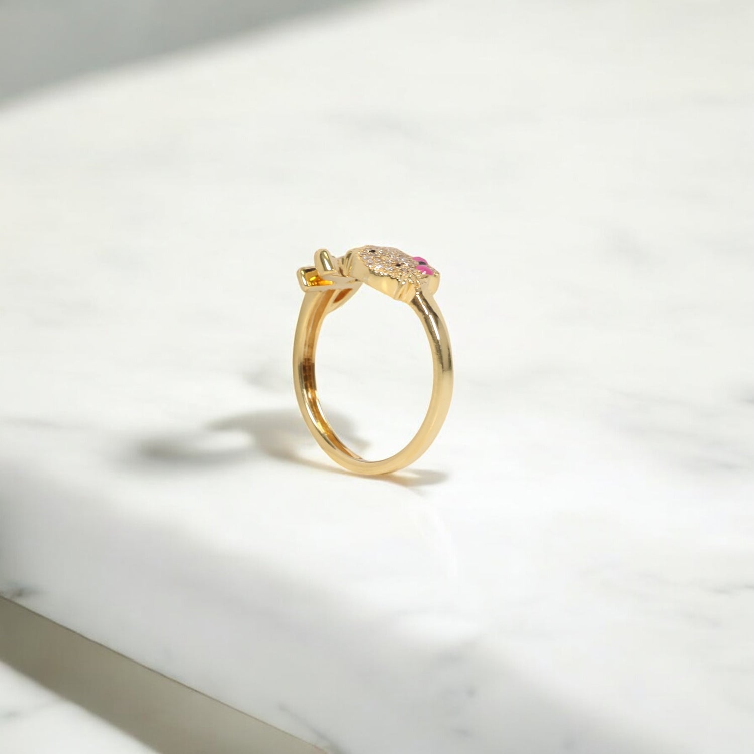 10K YG Diamond HK - Letter K Rings / 2.2gr / Sz 6.5 / 0.14Wt Dia