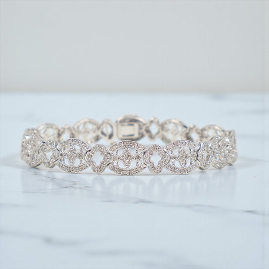 14K WG Diamond Fashion Bracelet / 14.3gr / 9.6mm / 7in / D-1.42Ct
