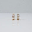 14K Yellow Gold Hoop Earrings With Diamond  / 3.5gr