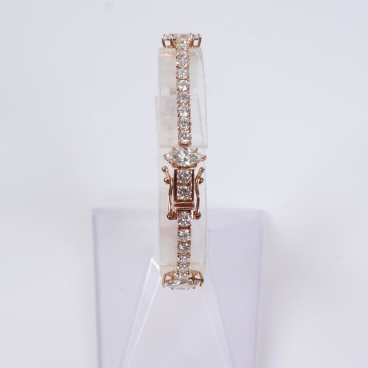 14K RG Lab Diamond Tennis - Marquise Cut Bracelet / 9.4gr / 3mm / 6.5in / 7.17Ct Lab / VS / F