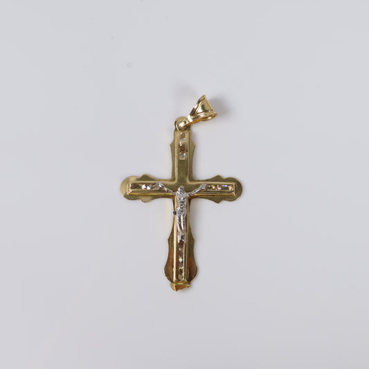 14K Yellow - White Gold Cross Pendant / 4.5gr