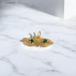 10K YG Saint Lucy Eyes Pendant / 0.29gr / 0.7in / Cyan Zircons