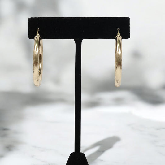 14K YG Luxury Hoop Earrings / 4.1gr / 1.6in /