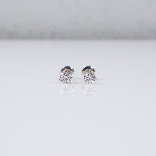 14K WG Lab Diamond Solitaire Round Stud Earrings / 0.8gr / 5mm / 1 CTTW Lab VS / E-F