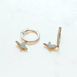 14K Yellow Gold Butterfly Hoop Earrings With Diamond 0.82Ct / 4.5gr