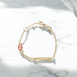14K Yellow Gold Baby Name Evil Eye Id Roll-On Bracelet / 2gr / 1.7mm / 5.5in