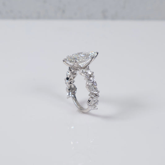 14K WG Lab Diamond Marquise Brilliant With Certificate Engagement Ring / 4.82gr / Sz 6.5 / 6.01 CTTW Lab VS / E-F