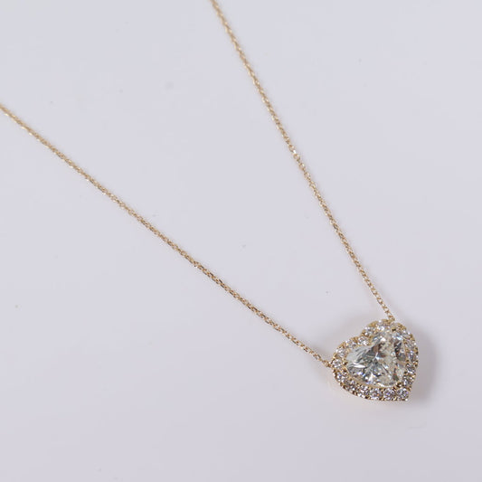 14K YG Lab Diamond Heart Set Jewelry / 2.92gr / 1mm / 18in / 3.60Ct Lab / VS / F
