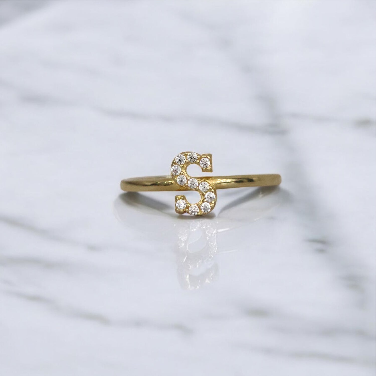 14K YG Letter S Ring / 1.34gr / Sz 7.5