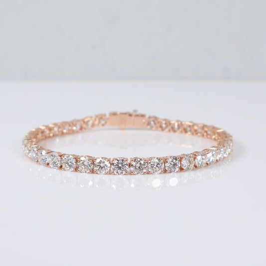 14K RG Lab Diamond Tennis Bracelet / 9.2gr / 4.3mm / 7in / 13.16Ct Lab Dia