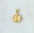 18K Yellow Gold Letter S Mate Pendant Bordered Circle / 0.61gr / 0.3in