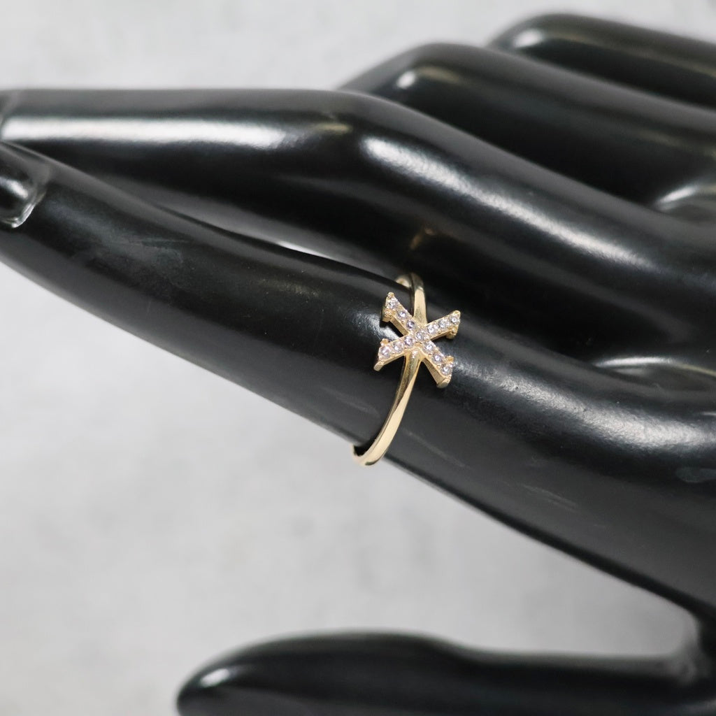 14K YG Letter X Ring / 1.41gr / Sz 7.5