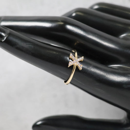 14K YG Letter X Ring / 1.41gr / Sz 7.5