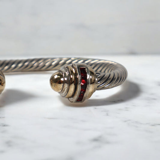 Silver-18K Fashion Bracelet / 38.85gr /  / Red Zircons