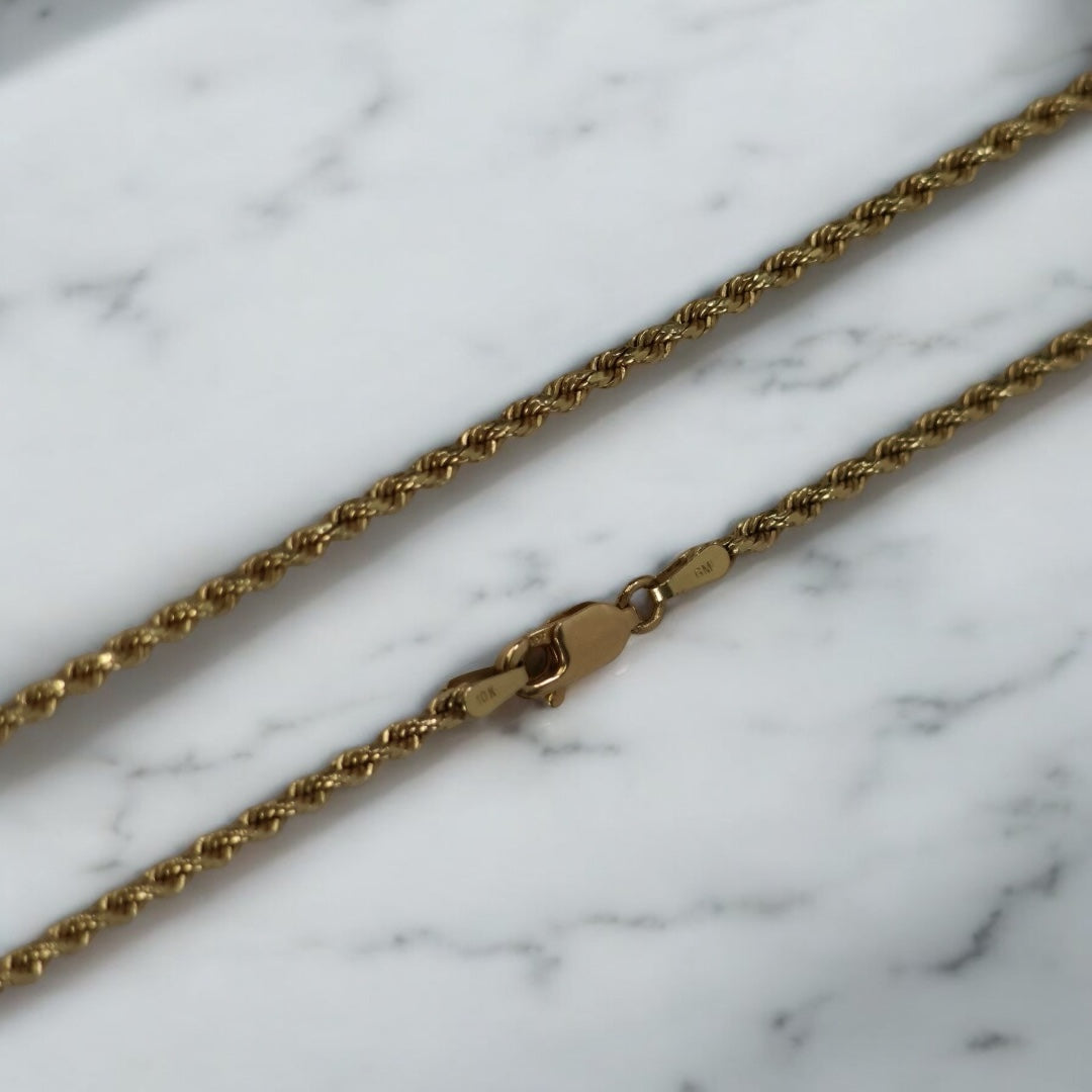 10K YG Lion Face / Rope chain Set Jewelry / 9.3Gr / 2.2mm / 25in /