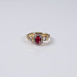 10K YG Fashion Oval Cut Rings / 5gr / Sz 6 1/4 / Red-White Zircons