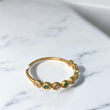 18K Yellow Gold Spiral Eyes Ring With Green/White Zircons / 1.5gr / Size 7.5