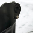 14K Yellow Gold Cross Stud Earrings With Zircons / 0.46gr