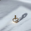 18K Yellow Gold Heart Pendant With Blue/White Zircons / 1.5gr / 0.7in