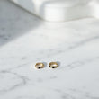 14K Yellow Gold Luxury Huggie Hoop Earrings With Black Zircons / 0.9gr