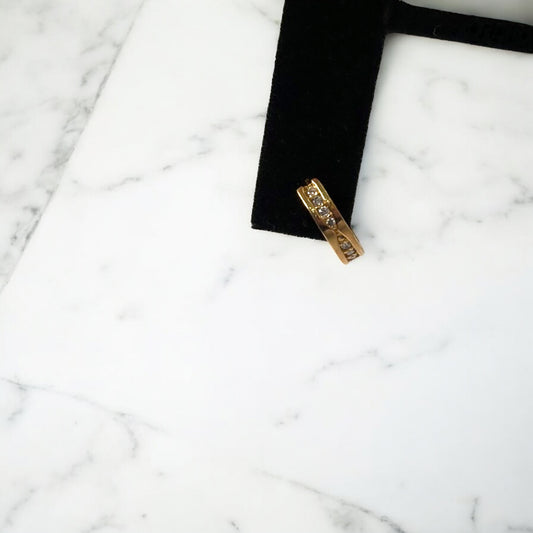 18K Yellow Gold Bulgari Hoop Earrings With Zircons / 5.1gr