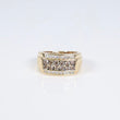 14K YG Diamond Luxury 4 Lines Ring / 7.6gr / Sz 9.5 / 1Ct Dia