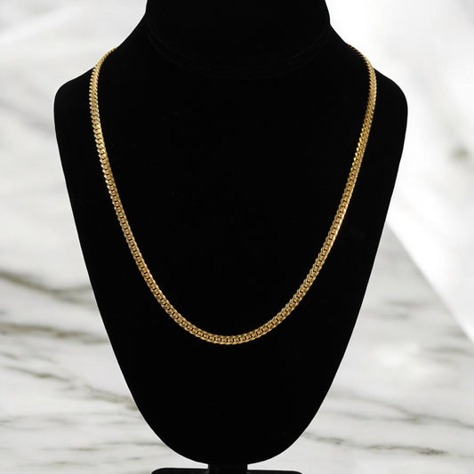 14K YG Micro Cuban Links Chain / 10.2gr / 3mm / 16in /