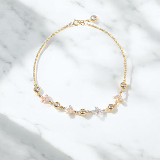 14K Yellow Gold Bird Anklet / 5gr / 1.6mm / 9in