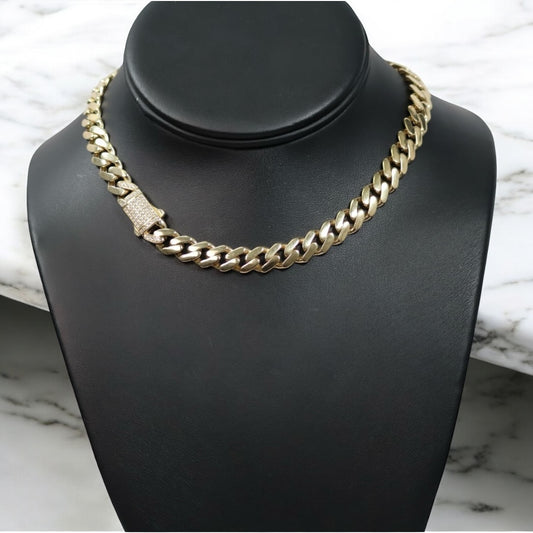 14K YG Monaco Cuban Links Chain / 22.4Gr / 9.2mm / 14in /