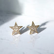 14K Yellow Gold Diamond Star Stud Earrings 0.80Ct / 2.7gr