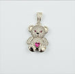 10K White Gold Diamond Bear-Heart Fucshia Pendant 1.06Ct Dia / 3.73gr / 1.3in