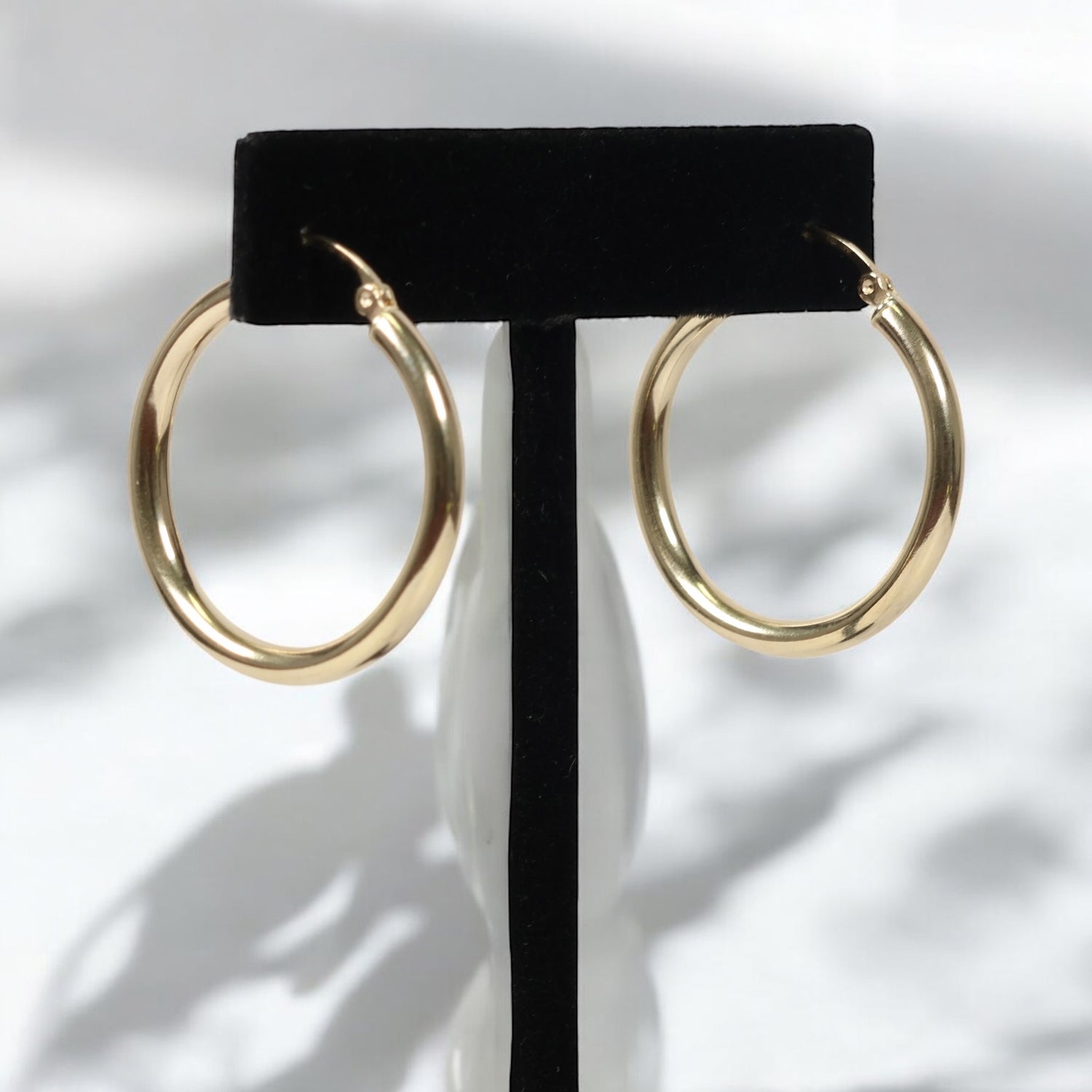 14K YG Fashion Hoop Earrings / 2.26gr / 1.2in /