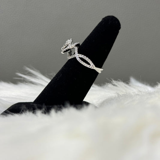 14K White Gold Diamond Spiral Engagement Ring 1.06Ct Dia / 5gr / Size 7