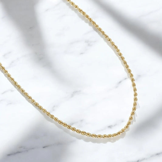 14K YG Rope Solid Chain / 16.7gr / 2.5mm / 24in /
