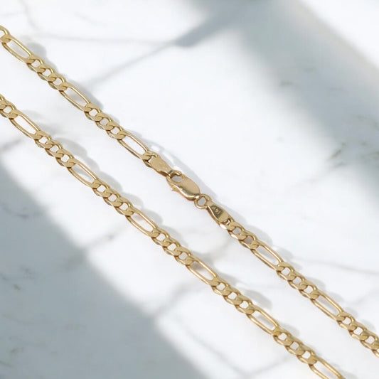 14K YG Figaro Link Chain / 13gr / 4mm / 22in /