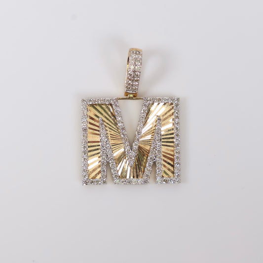 10K YG Diamond Letter M Pendant / 4.24gr / 0.8in / D-0.82Ct