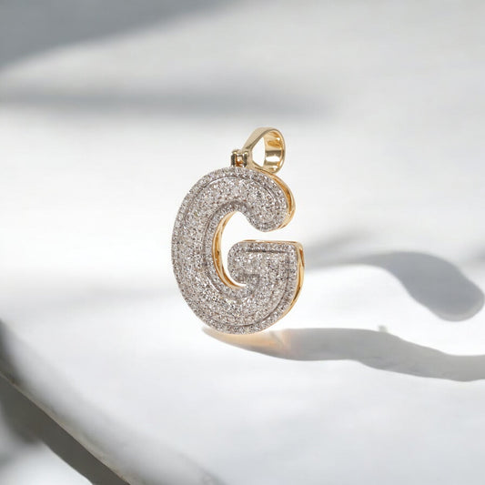10K YG Diamond Letter G Pendant / 2.83gr / 1.1in / 0.55Wt Dia