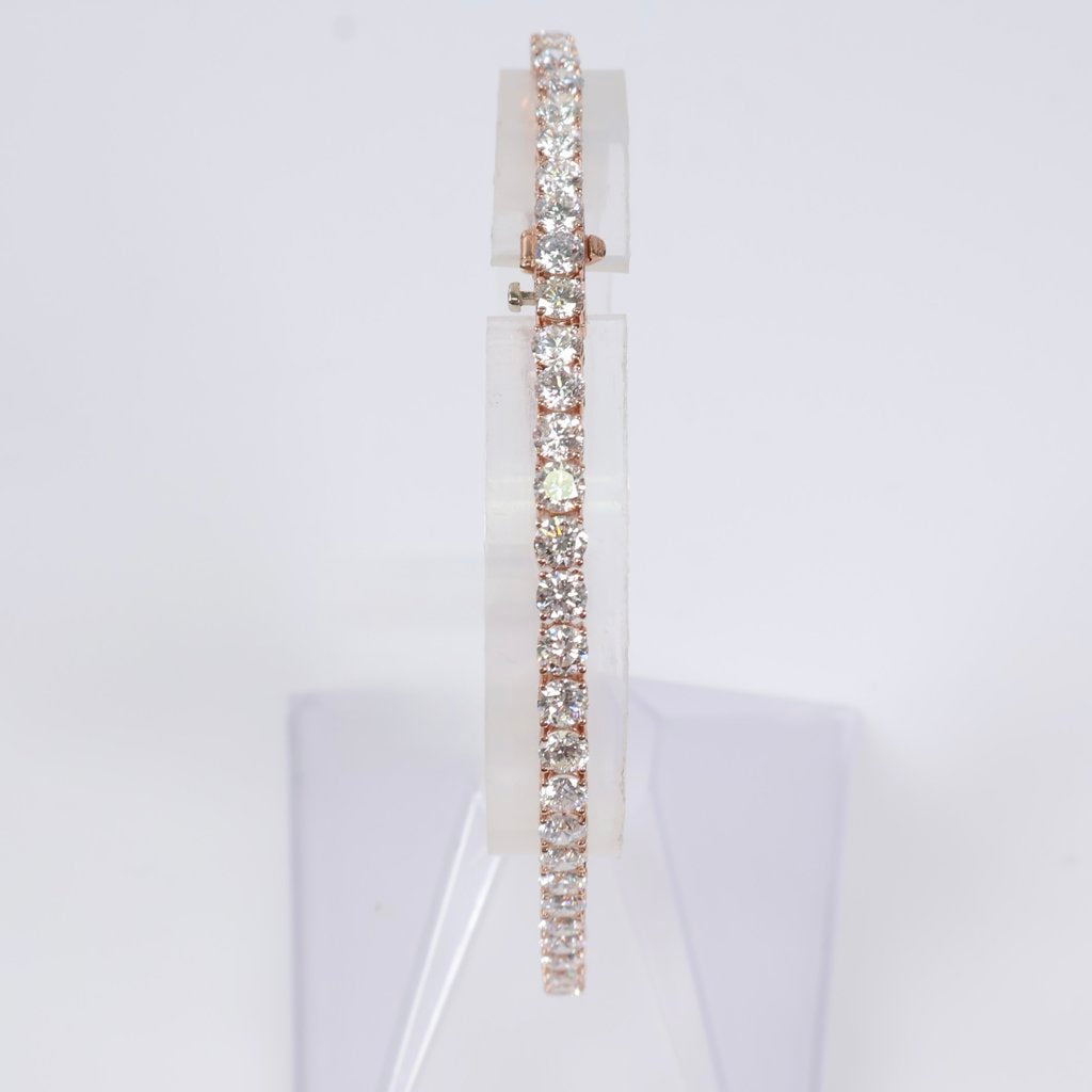14K RG Lab Diamond Tennis Bracelet / 9.1gr / 3.5mm / 8in / 10.12Ct / VS / F