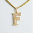 14K Yellow Gold Diamond Letter F Pendant 1.87Ct Dia / 5.3gr
