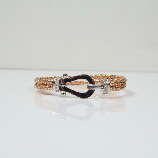 18K 2 Tone Diamond Luxury Bracelet / 22.3gr / Sz 16 / D-0.31Ct