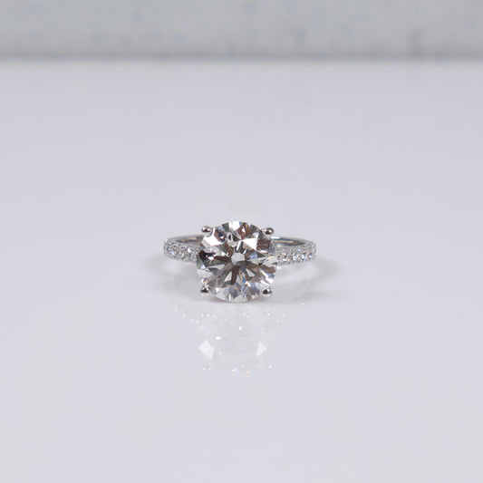 14K WG Lab Diamond Duo Round Brilliant With Certificate Engagement Ring / 6.06gr / Sz 7 / 5.01 CTTW Lab VS / E-F