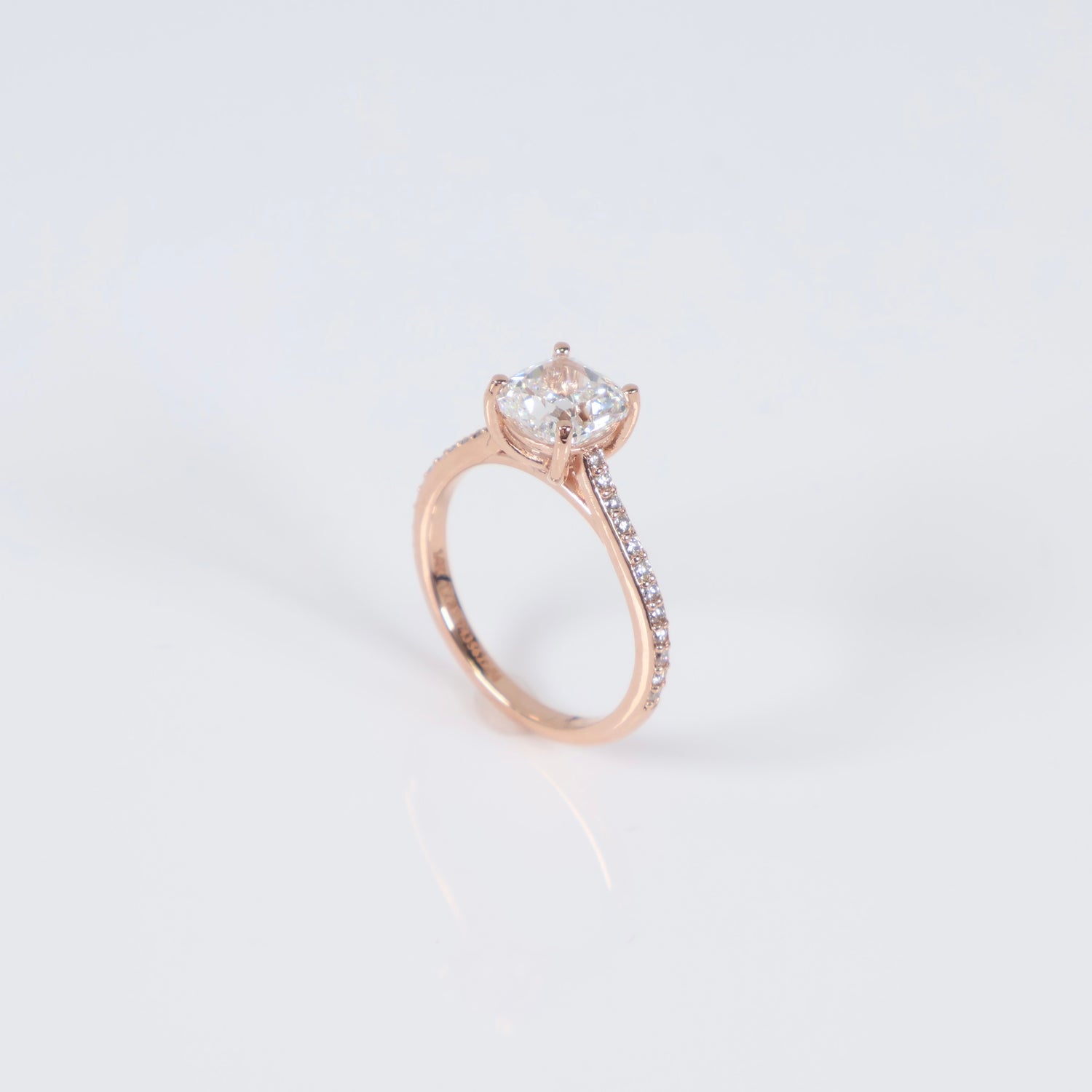 14K RG Lab Diamond Square Cushion Modified Brilliant Engagement Ring / 2.94gr / Sz 6 3/4 / 1.76Ct Lab / D / VVS2