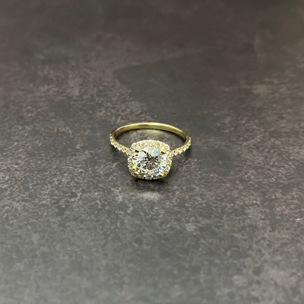 14K Yellow Gold Lab Diamond Round Brilliant Engagement Ring 1.80Ct Lab Dia Vs / 2.35gr / Size 6 3/4