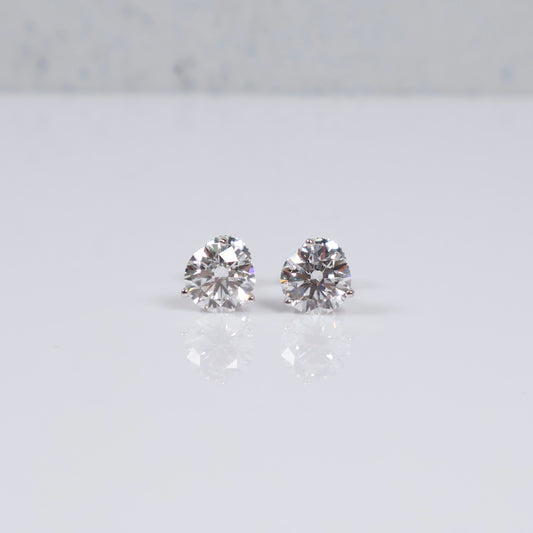 14K YG Lab Diamond Solitaire Round With Certificate Stud Earrings / 2,4gr / 9mm / 6 CTTW Lab VS / E-F