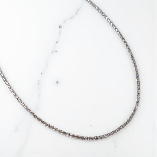 14K WG Wheat Spike Link Chain / 8gr / 2mm / 16in /