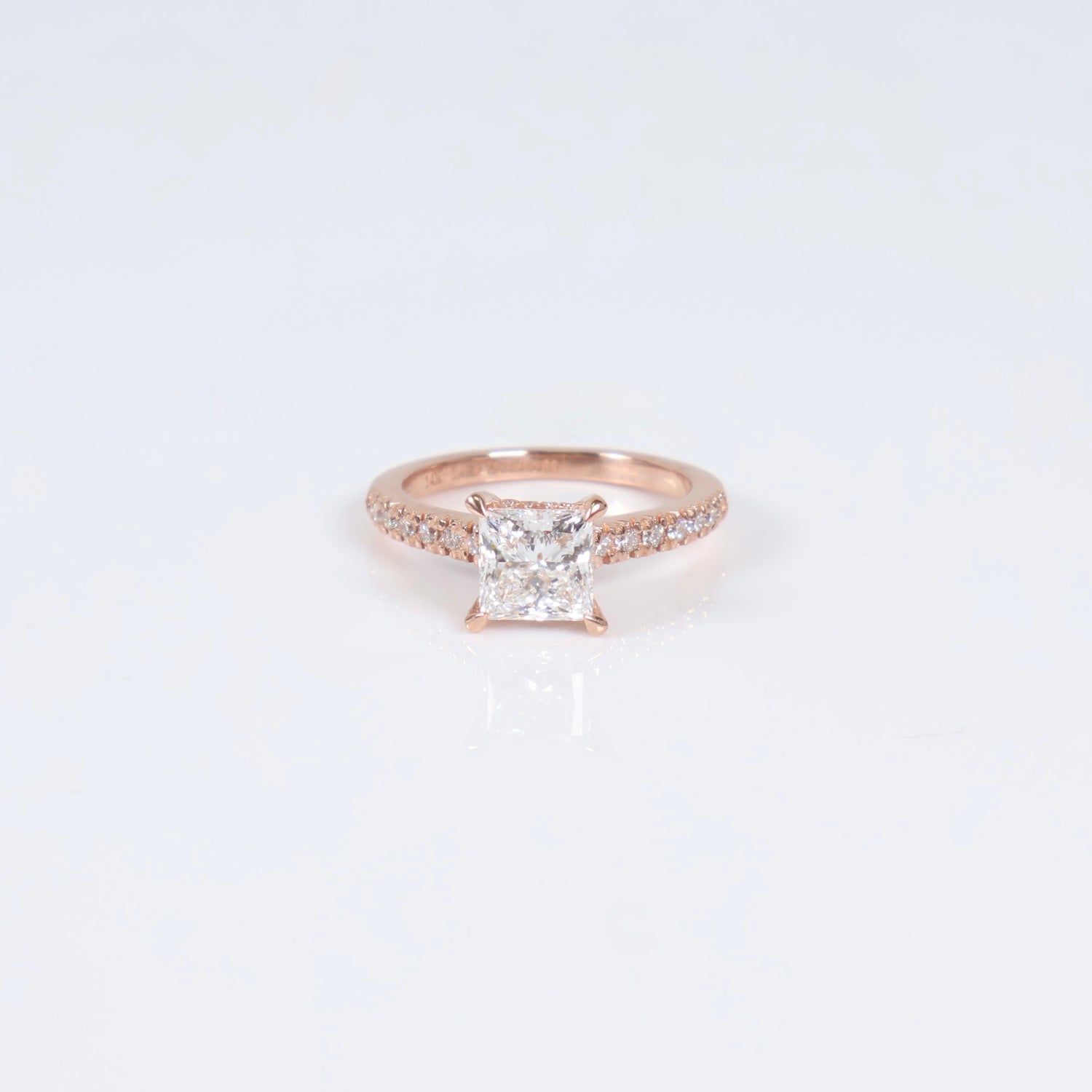 14K RG Lab Diamond Process Cut With Certificate Engagement Ring / 3.82gr / Sz 6.5 / 1.56Ct Lab / E / VS1