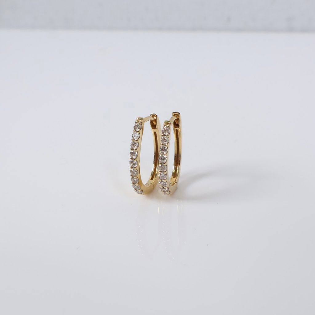 14K YG Diamond Fashion Hoop Earrings / 2.5gr / 0.6in / 0.50Ct Dia