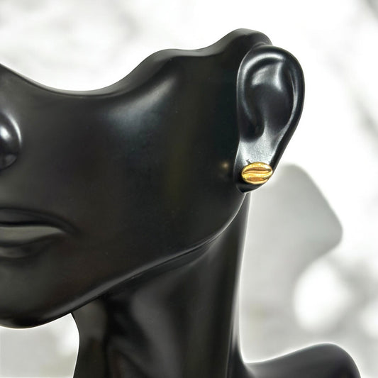 18K Yellow Gold Coffee Stud Earrings / 0.5gr