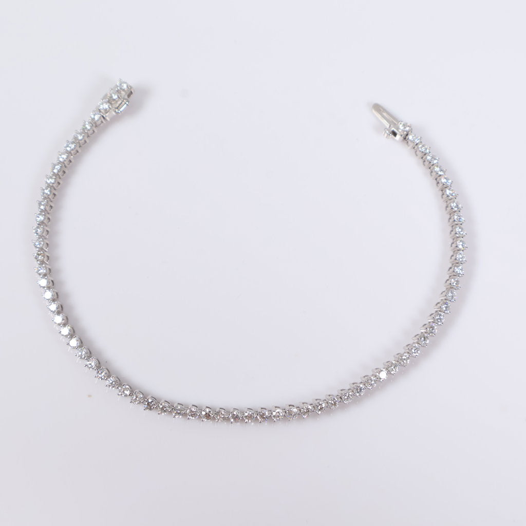 14K WG Lab Diamond Tennis Bracelet / 5.8gr / 3.2mm / 7in / 4.66Ct Lab / VS / F