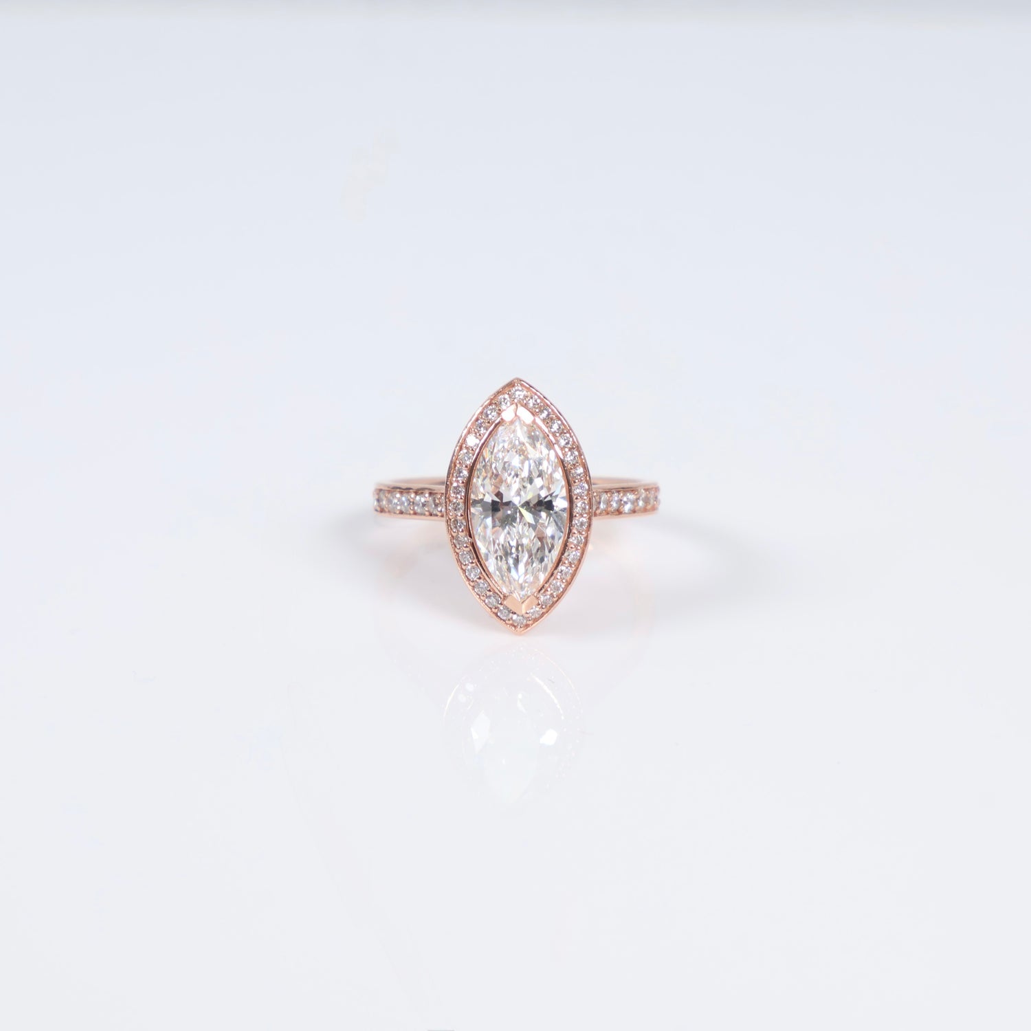 14K RG Lab Diamond Marquise Brilliant With Certificate Engagement Ring / 4.8gr / Sz 6 3/4 / 2Ct Lab / E / VS1